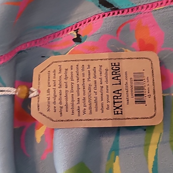 New NATURAL LIFE Asymmetrical Dress - Blue with Floral Accents - Picture 3 of 6